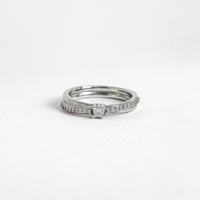14 karat ring i hvidguld med brillanter | Str. 49