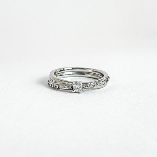 14 karat ring i hvidguld med brillanter | Str. 49