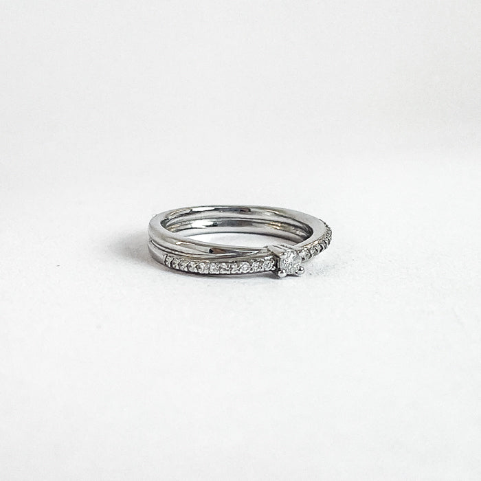 14 karat ring i hvidguld med brillanter | Str. 49