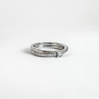 14 karat ring i hvidguld med brillanter | Str. 49