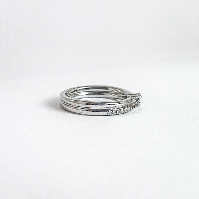 14 karat ring i hvidguld med brillanter | Str. 49
