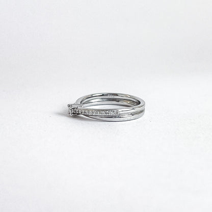 14 karat ring i hvidguld med brillanter | Str. 49