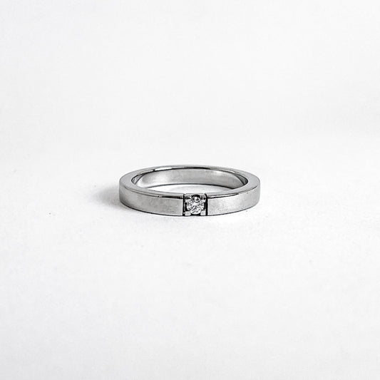 14 karat hvidguld alliancering med brillant 0,05ct. | Str. 55
