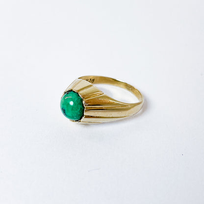 14 karat ring med grøn turkis | Str. 50,5