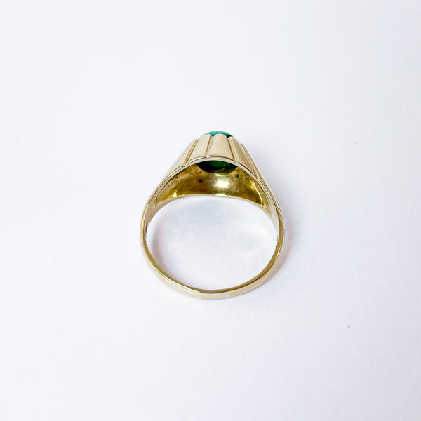 14 karat ring med grøn turkis | Str. 50,5