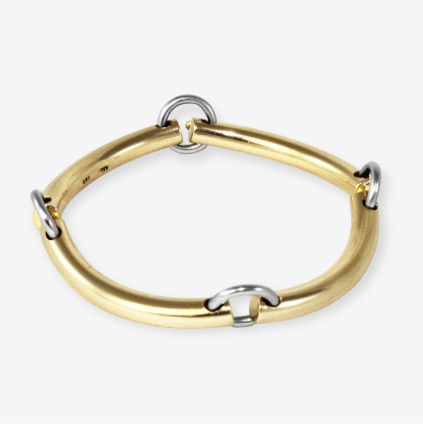 Armbånd i 14 karat guld og hvidguld håndlavet af Heiniz Leth