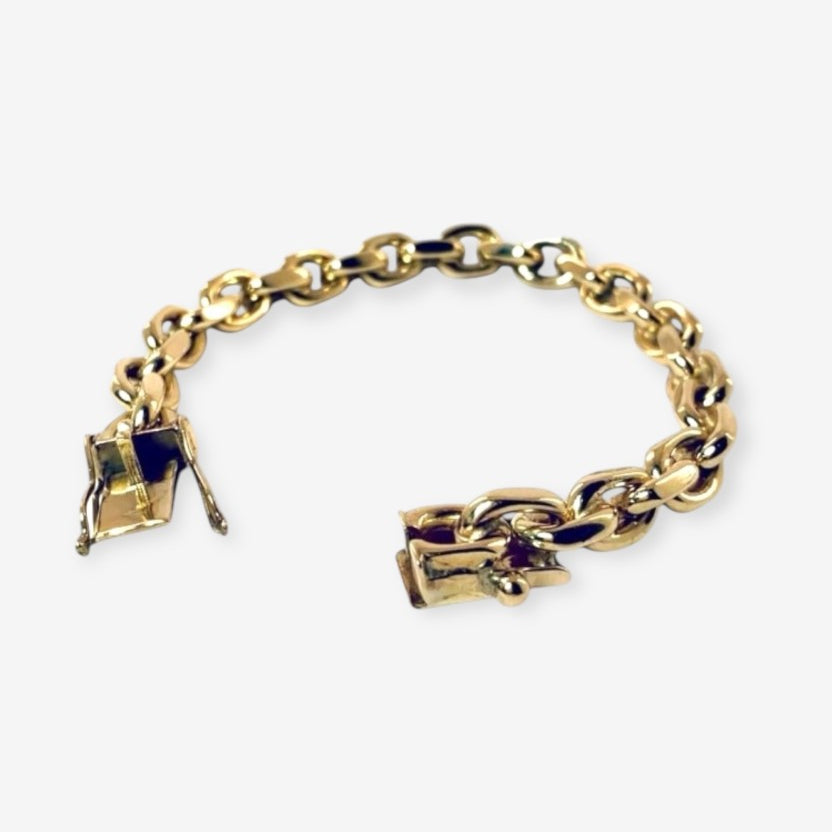 Facetslebet ankerarmbånd i 14 karat guld | 18,5 cm