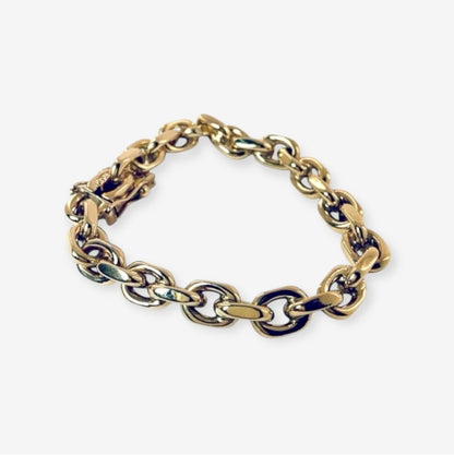 Facetslebet ankerarmbånd i 14 karat guld | 18,5 cm