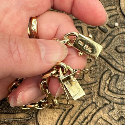 Facetslebet ankerarmbånd i 14 karat guld | 18,5 cm