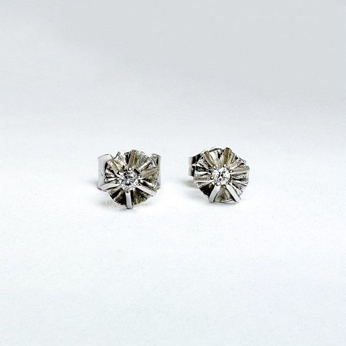 Ørestikkere i 14 karat hvidguld med 2 x 0,02 ct diamanter