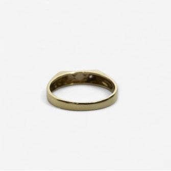 14k guldring med harlekinmønster og klar sten | Str. 66