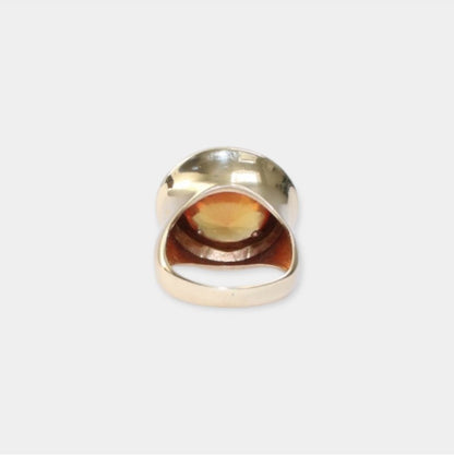 14 karat ring med orange sten | Str. 50,5