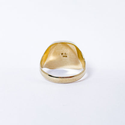 Herrering i 14k guld med karneol | Str. 64