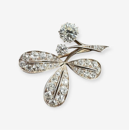 Broche med diamanter i 18 karat guld og hvidguld
