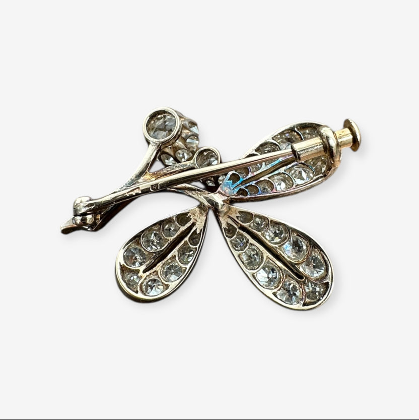 Broche med diamanter i 18 karat guld og hvidguld