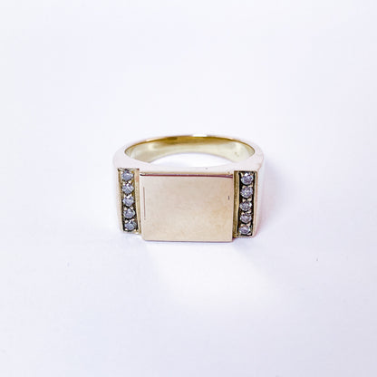 Herrering i 14k guld med brillanter | Str. 62