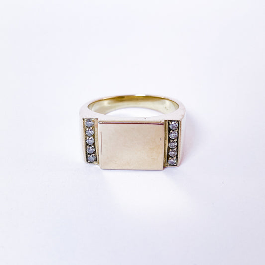 Herrering i 14k guld med brillanter | Str. 62