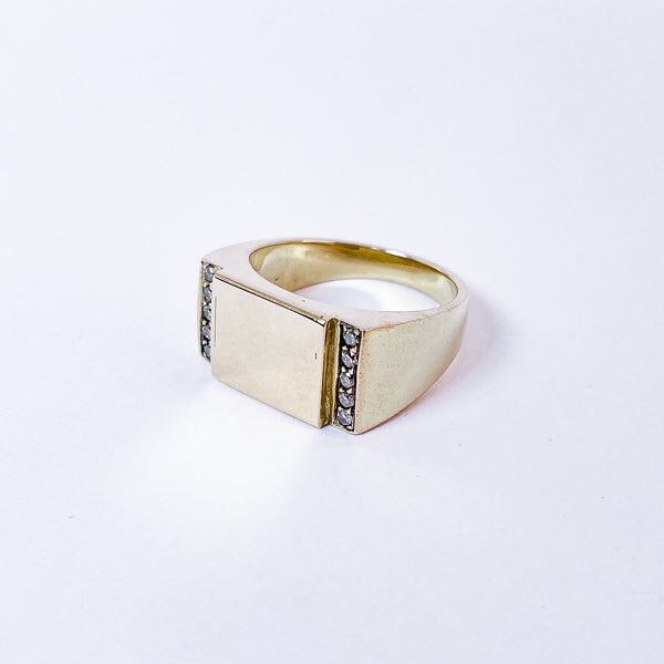 Herrering i 14k guld med brillanter | Str. 62