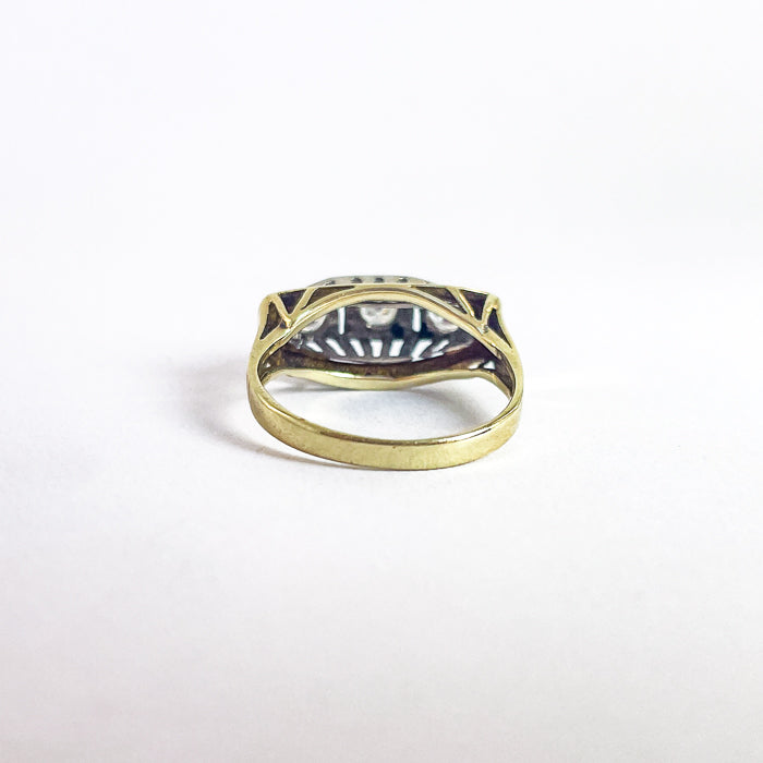 14 karat Art Deco ring med 3 brillanter | Str. 51