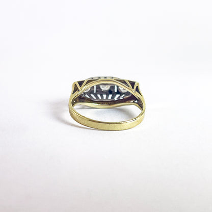 14 karat Art Deco ring med 3 brillanter | Str. 51