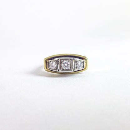 14 karat Art Deco ring med 3 brillanter | Str. 51