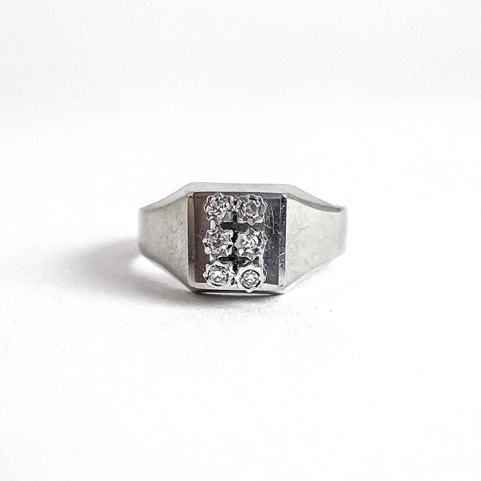 14 kt. ring i hvidguld med 6 brillanter | Str. 53
