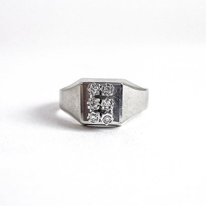 14 kt. ring i hvidguld med 6 brillanter | Str. 53
