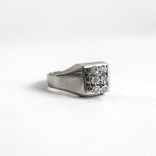 14 kt. ring i hvidguld med 6 brillanter | Str. 53