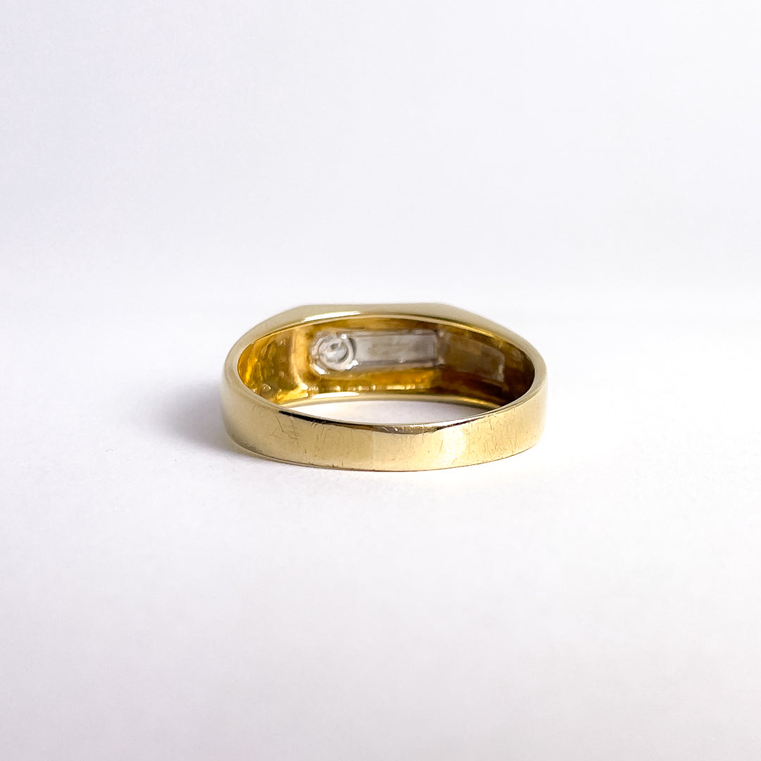 Herrering i 8 karat guld og hvidguld med zirkon | Str. 74