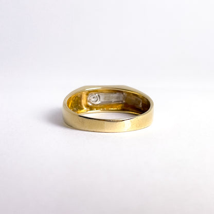 Herrering i 8 karat guld og hvidguld med zirkon | Str. 74