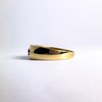 Herrering i 8 karat guld og hvidguld med zirkon | Str. 74