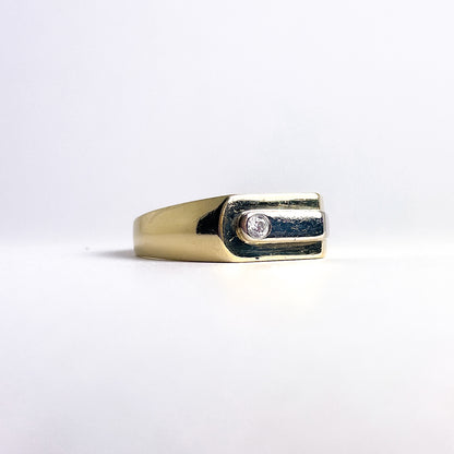 Herrering i 8 karat guld og hvidguld med zirkon | Str. 74