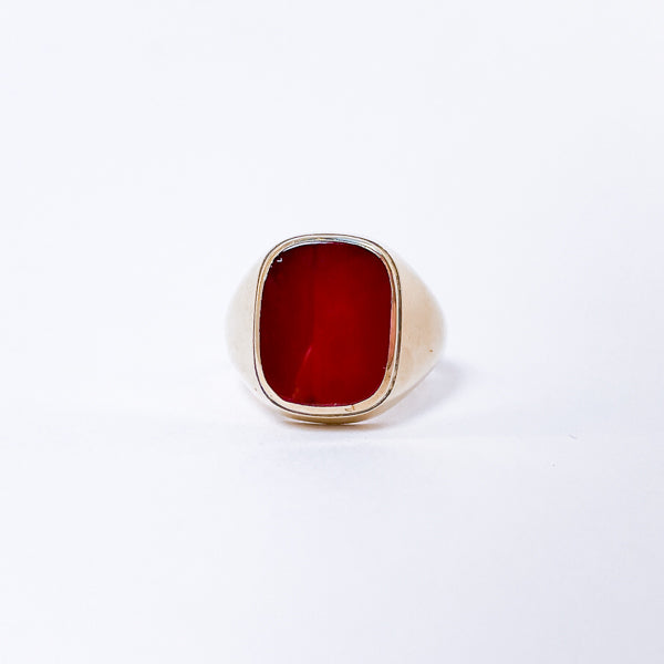 Herrering i 14k guld med karneol | Str. 61