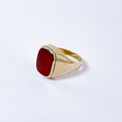 Herrering i 14k guld med karneol | Str. 61