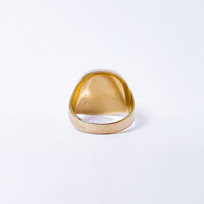 Herrering i 14 karat guld med synt. røgkvarts | Str. 54