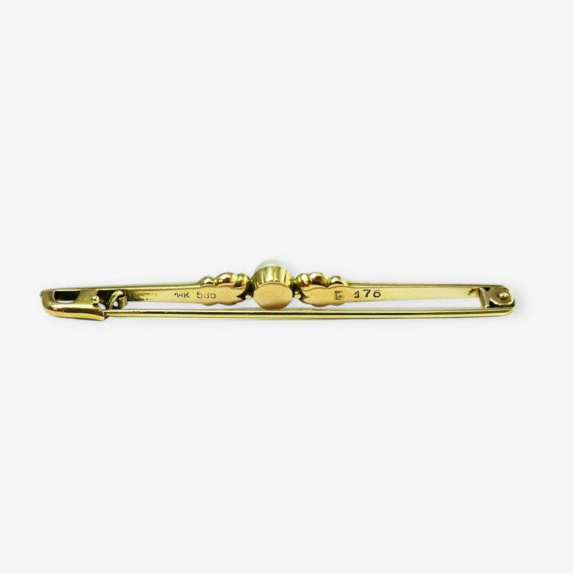 Georg Jensen broche i 14 karat guld med kulturperle