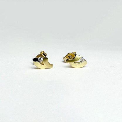 Ørestikkere i 8 karat guld med zirkon – Blad