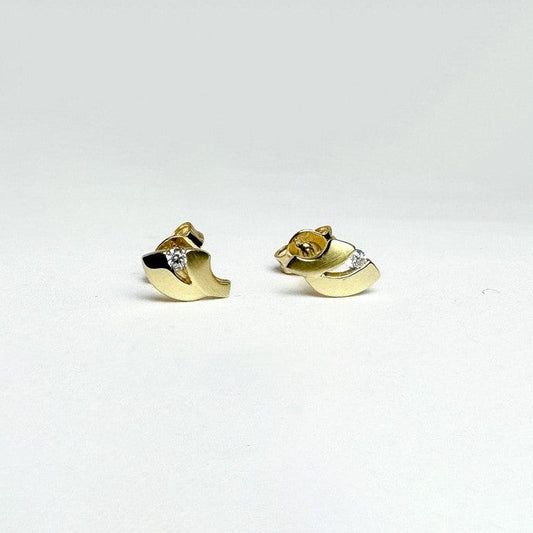 Ørestikkere i 8 karat guld med zirkon – Blad