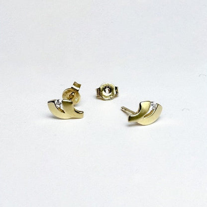 Ørestikkere i 8 karat guld med zirkon – Blad